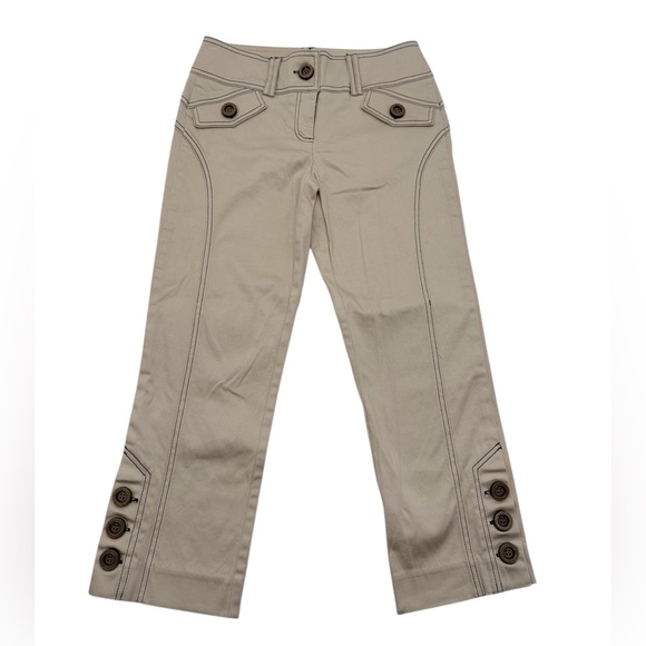 Cache Early 2000s Khaki Cropped Slim Fit Low Rise Decorative Pants Size 2 NWOT - Picture 8 of 10